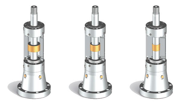 Test hydraulic actuator with variable piston diameter