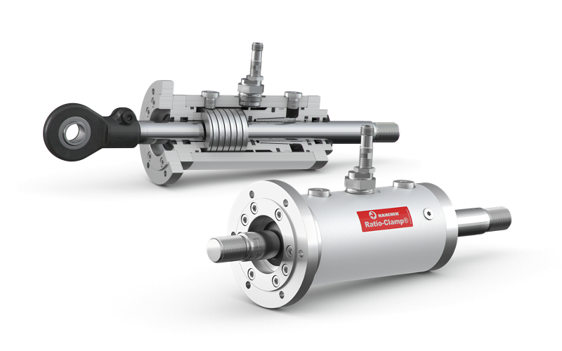 Realiable hydraulic cylinder rod lock: Wherever power failures or malfunctions pose a risk to the safety of people or machinery, Hänchen's hydraulic clamping system Ratio-Clamp® is there to save the day.