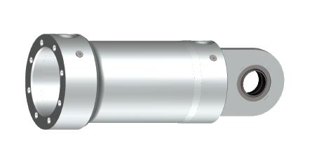 Round-head design, inseparably welded to the cylinder mounting. Drilled ports permit a space-saving installation with many options for adjustment to various applications.