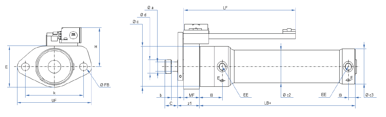 Technical data of core pull cylinder