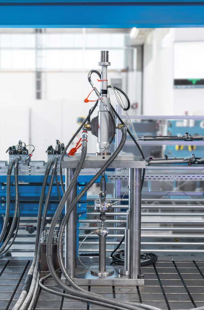 Side view of open test bench