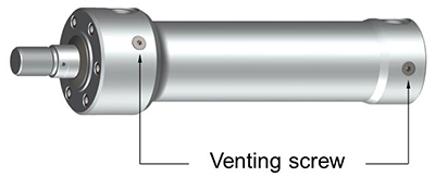 Venting screws on hydraulic cylinder