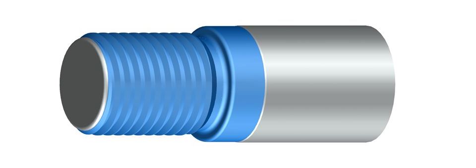 Piston rod end with male thread