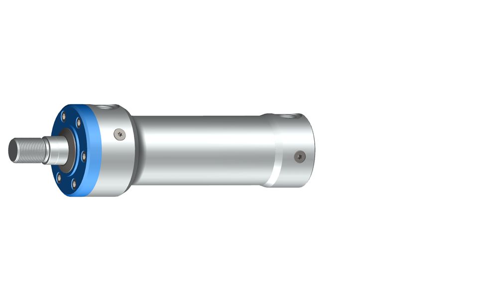 Cylinders with hydraulic ports for fittings have two threaded ports. The port size can be configured.