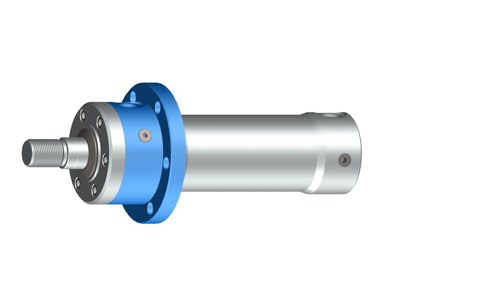 Single-rod cylinder with circular flange on cylinder body