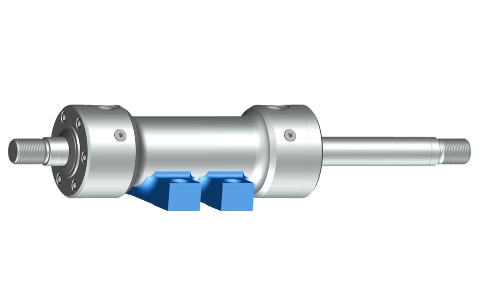 Double-rod cylinder with welded side lug mounting