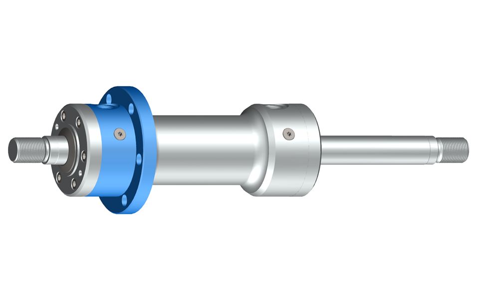 Double-rod cylinder with circular flange on cylinder body