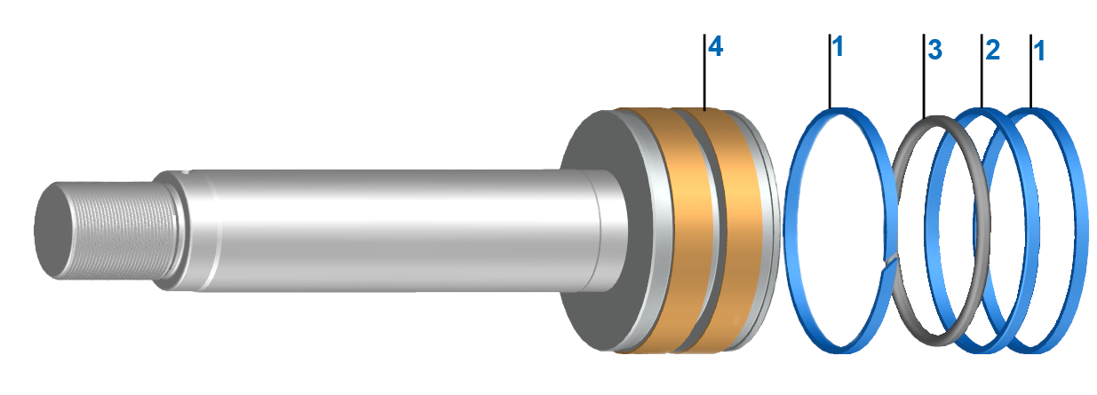 Piston rod, rectangular compact seal