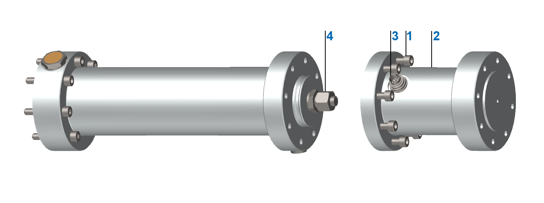 Tubus mounting for inductive position transducer - closed protection tube